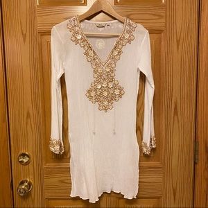 Sulu beaded resort wear swim cover up with shell beads